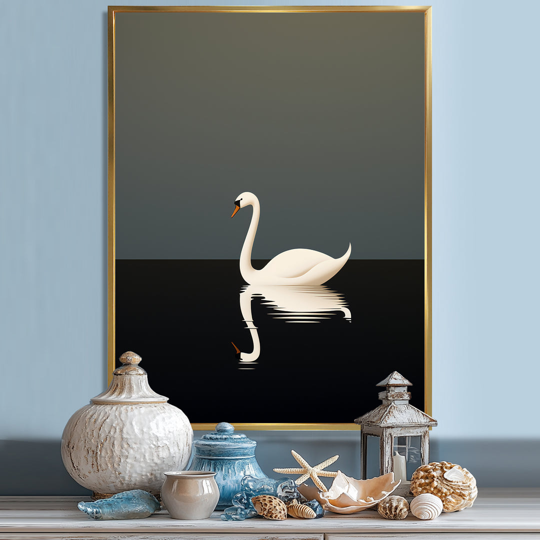 Swans Solitude In Black And White - Swans Wall Art Prints