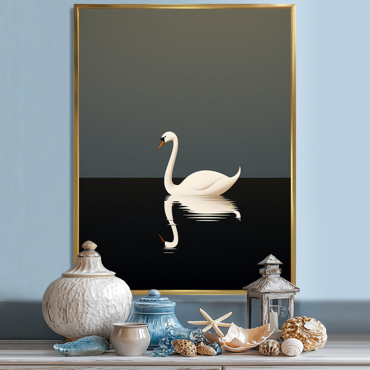Swans Solitude In Black And White - Swans Wall Art Prints