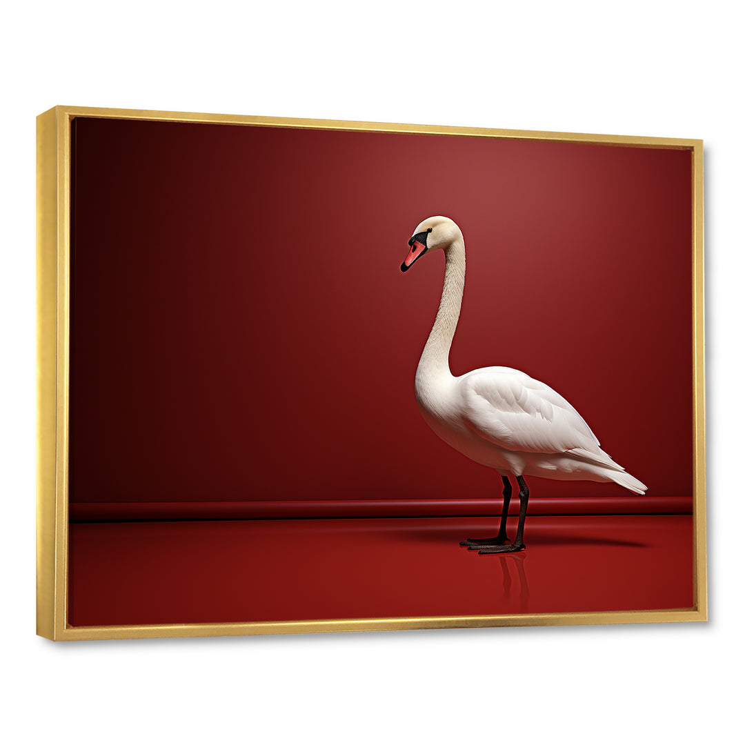 Swans Solitude In Red And White - Red Swans Wall Art