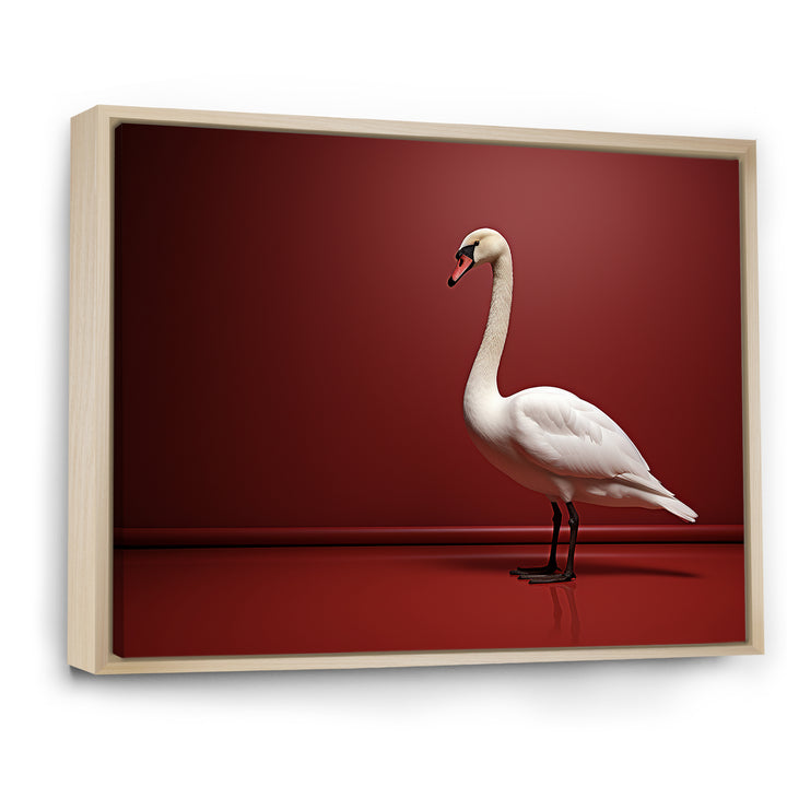 Swans Solitude In Red And White - Red Swans Wall Art