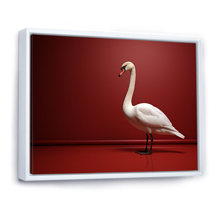 Swans Solitude In Red And White - Red Swans Wall Art