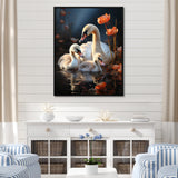 Peaceful Swans Family - Swans Large Canvas Wall Art