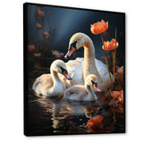 Peaceful Swans Family - Swans Large Canvas Wall Art
