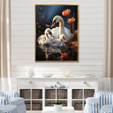 Peaceful Swans Family - Swans Large Canvas Wall Art