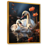 Peaceful Swans Family - Swans Large Canvas Wall Art