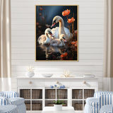 Peaceful Swans Family - Swans Large Canvas Wall Art