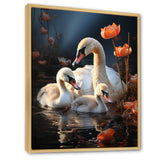 Peaceful Swans Family - Swans Large Canvas Wall Art