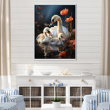 Peaceful Swans Family - Swans Large Canvas Wall Art