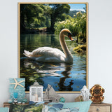 Swans Refuge In Tropical Lake - Swans Canvas Wall Art