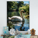 Swans Refuge In Tropical Lake - Swans Canvas Wall Art