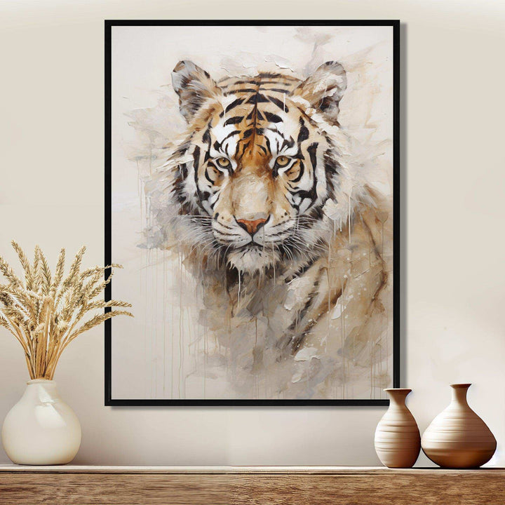 Minimalism Beige Tiger III - Animals Canvas Wall Art