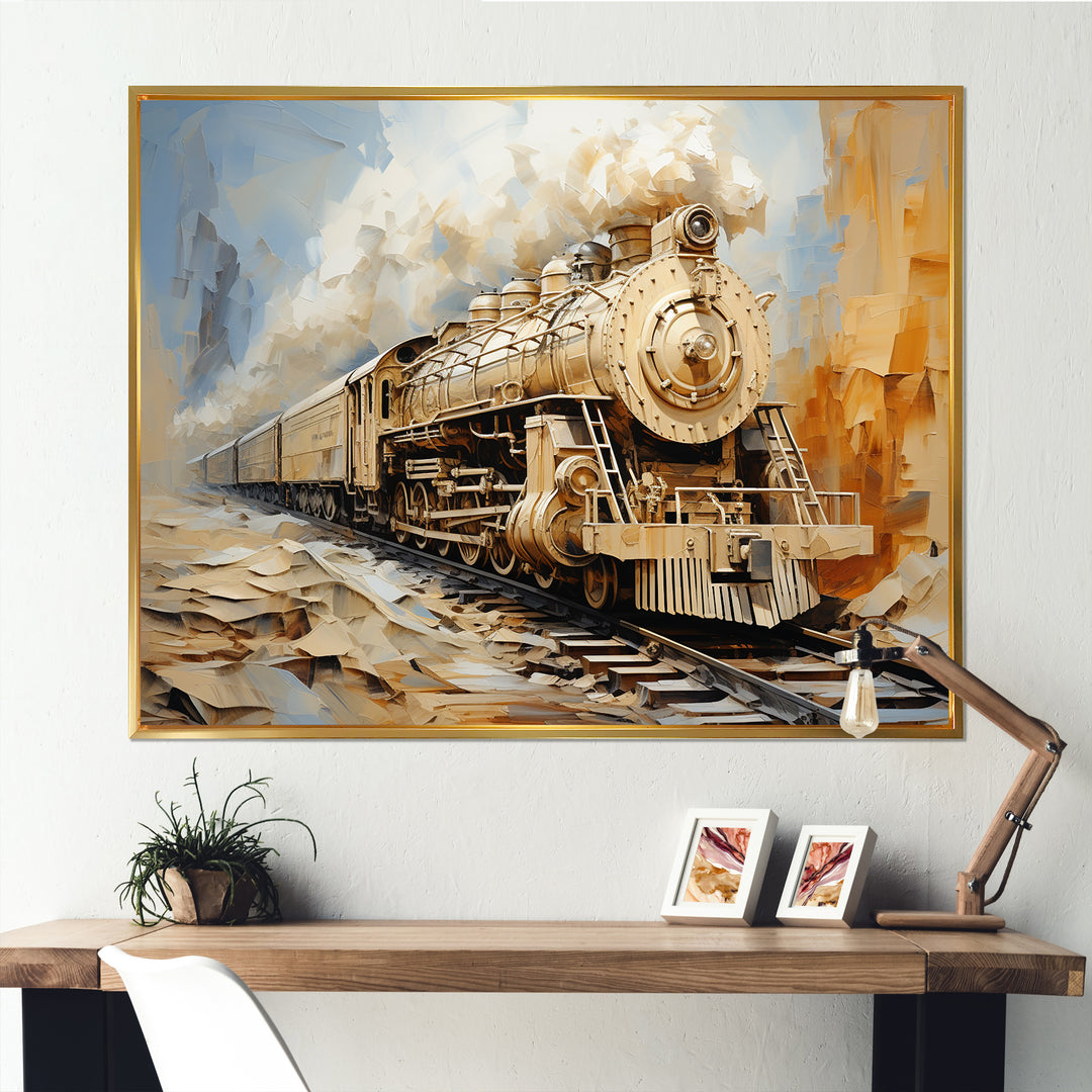 Vintage White Train Dream - Train Canvas Wall Art