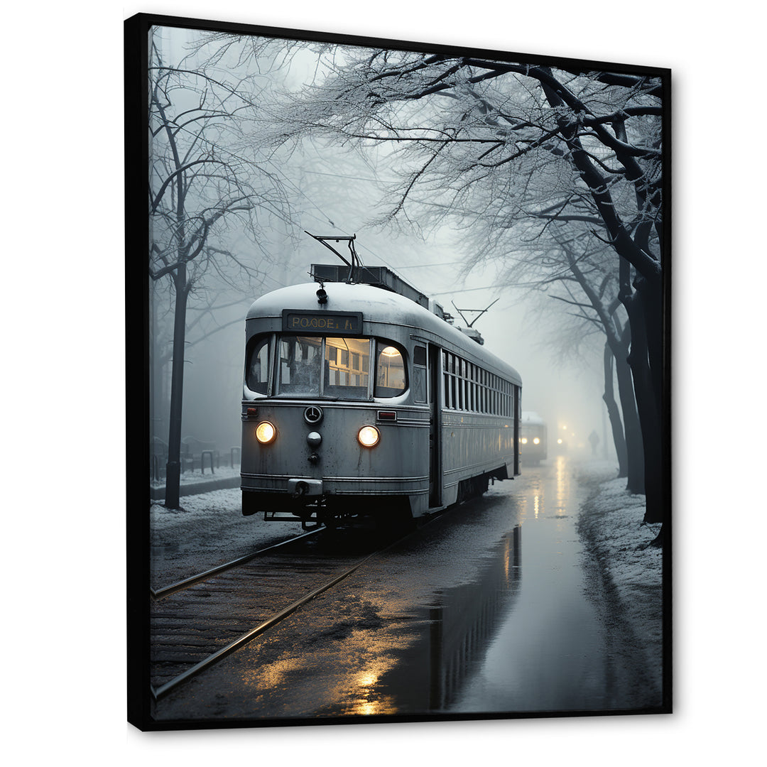 Train Charm In Winter Photo - Train Canvas Wall Art