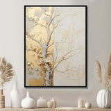 Gold And Beige Tree Amercian Basswood - Floral Canvas Wall Art