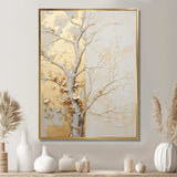 Gold And Beige Tree Amercian Basswood - Floral Canvas Wall Art