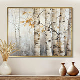 Silver And Beige Birch Wood Beauty I - Floral Canvas Wall Art