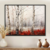 White And Red Birch Wood In Winter II - Floral Canvas Wall Art