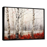 White And Red Birch Wood In Winter II - Floral Canvas Wall Art