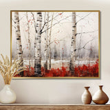 White And Red Birch Wood In Winter II - Floral Canvas Wall Art