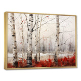 White And Red Birch Wood In Winter II - Floral Canvas Wall Art