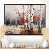 White And Red Birch Wood In Winter III - Floral Canvas Wall Art