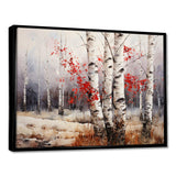 White And Red Birch Wood In Winter III - Floral Canvas Wall Art