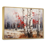 White And Red Birch Wood In Winter III - Floral Canvas Wall Art