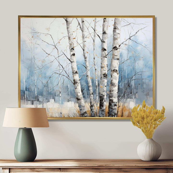 White Birch Trees Forest Winter Scenery III - Floral Canvas Wall Art