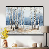 White And Blue Birch Wood In Winter - Floral Canvas Wall Art