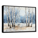 White And Blue Birch Wood In Winter - Floral Canvas Wall Art