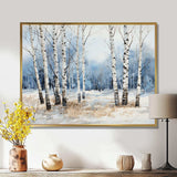 White And Blue Birch Wood In Winter - Floral Canvas Wall Art