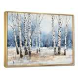 White And Blue Birch Wood In Winter - Floral Canvas Wall Art