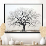 Minimalism Black And White Trees Oak II - Floral Canvas Wall Art