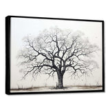 Minimalism Black And White Trees Oak II - Floral Canvas Wall Art