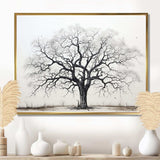 Minimalism Black And White Trees Oak II - Floral Canvas Wall Art