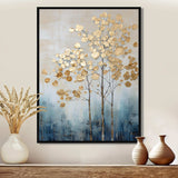 Gold And Blue Trees Harmony IV - Landscapes Canvas Wall Art