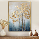 Gold And Blue Trees Harmony IV - Landscapes Canvas Wall Art