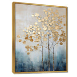 Gold And Blue Trees Harmony IV - Landscapes Canvas Wall Art