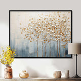 Gold And Blue Trees Harmony V - Landscapes Canvas Wall Art