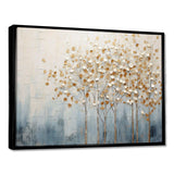 Gold And Blue Trees Harmony V - Landscapes Canvas Wall Art