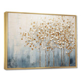 Gold And Blue Trees Harmony V - Landscapes Canvas Wall Art