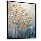 Minimalism Gold And Blue Trees Scene VII - Landscapes Canvas Wall Art