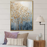 Minimalism Gold And Blue Trees Scene VII - Landscapes Canvas Wall Art