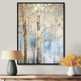 Gold And Blue Treasure Trees Scenery II - Landscapes Canvas Wall Art