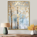 Gold And Blue Treasure Trees Scenery II - Landscapes Canvas Wall Art