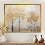 Minimalism Golden Trees Tranquility I - Landscapes Canvas Wall Art