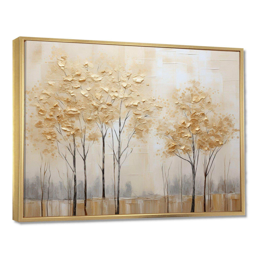 Minimalism Golden Trees Tranquility I - Landscapes Canvas Wall Art
