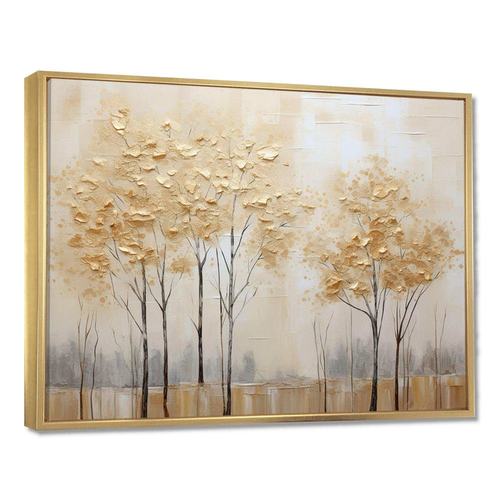 Minimalism Golden Trees Tranquility I - Landscapes Canvas Wall Art