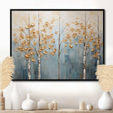 Minimalism Gold And Blue Trees Scenery II - Landscapes Canvas Wall Art