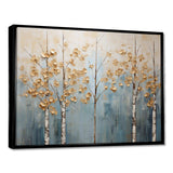 Minimalism Gold And Blue Trees Scenery II - Landscapes Canvas Wall Art